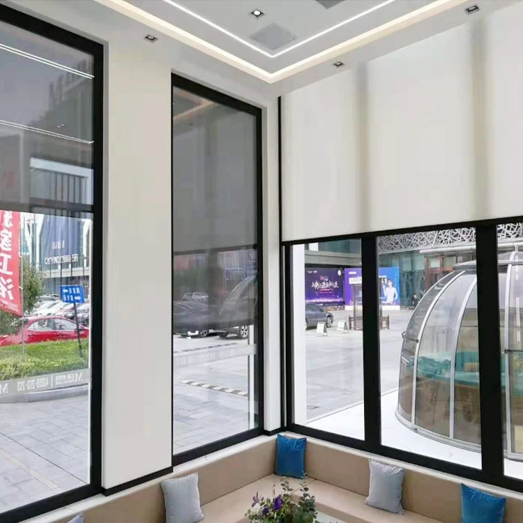 Factory Customized Smart Sunscreen PVC Roller Blind Window Shades Curtain Zip Screen