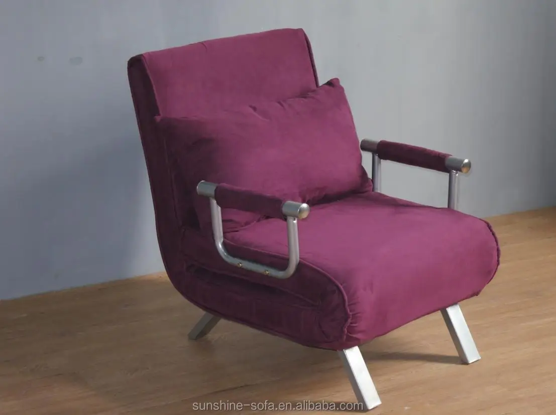 Modern Design Metal Structure Living Room Chairs Single Chair Sofa Bed Microfiber Recliner Futon Sofa Chair Bed Sleeper