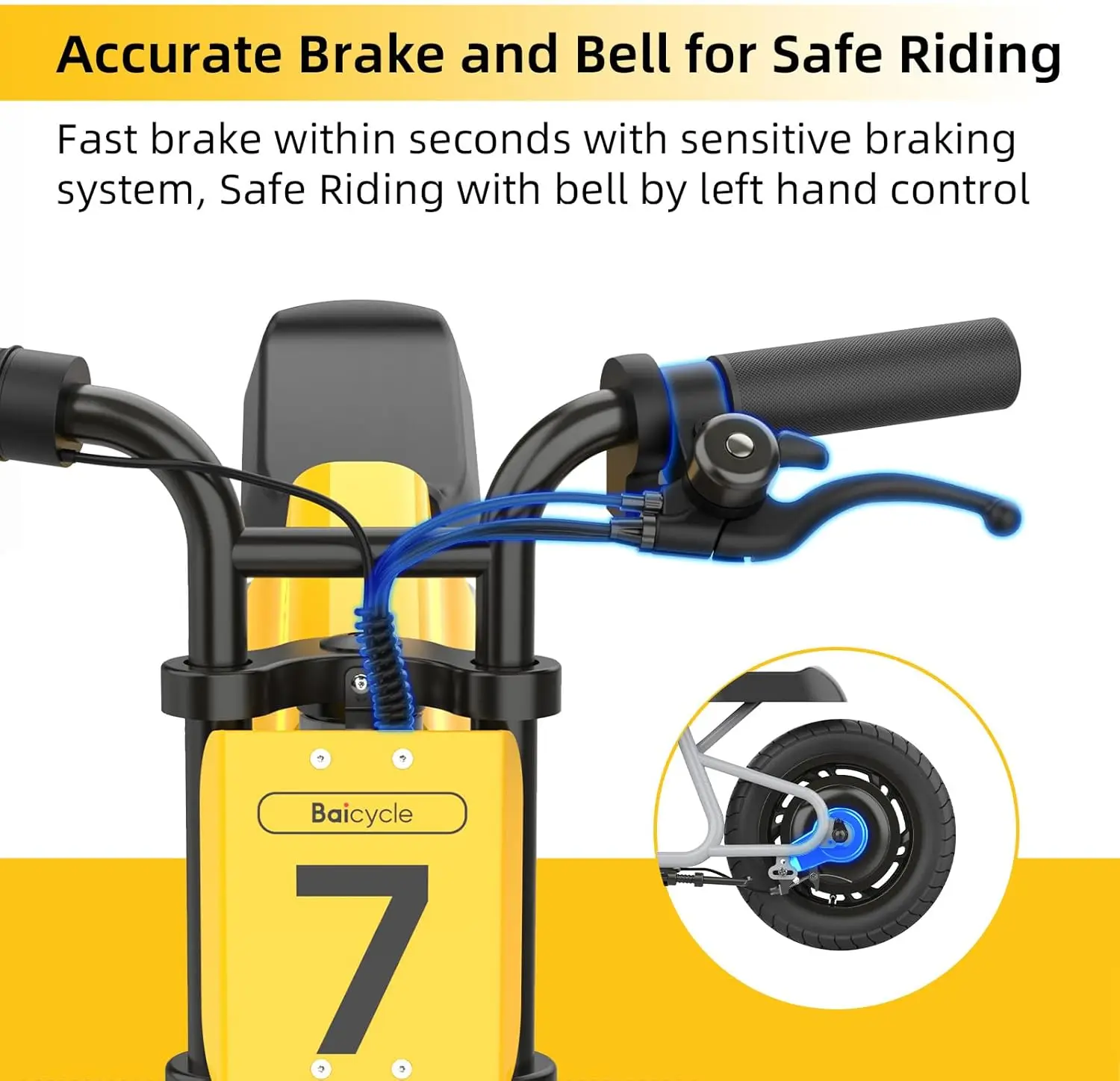 Hot Selling 150W Electric E Bike 12 Inch Tires Kids Electric Bike Single Speed EBike with Rear Drum Braking System