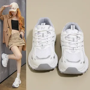 Thick-Soled Women's New Mesh Upper Sneakers Sports and Leisure Single Casual Shoes Woman Height Increasing Cushioning