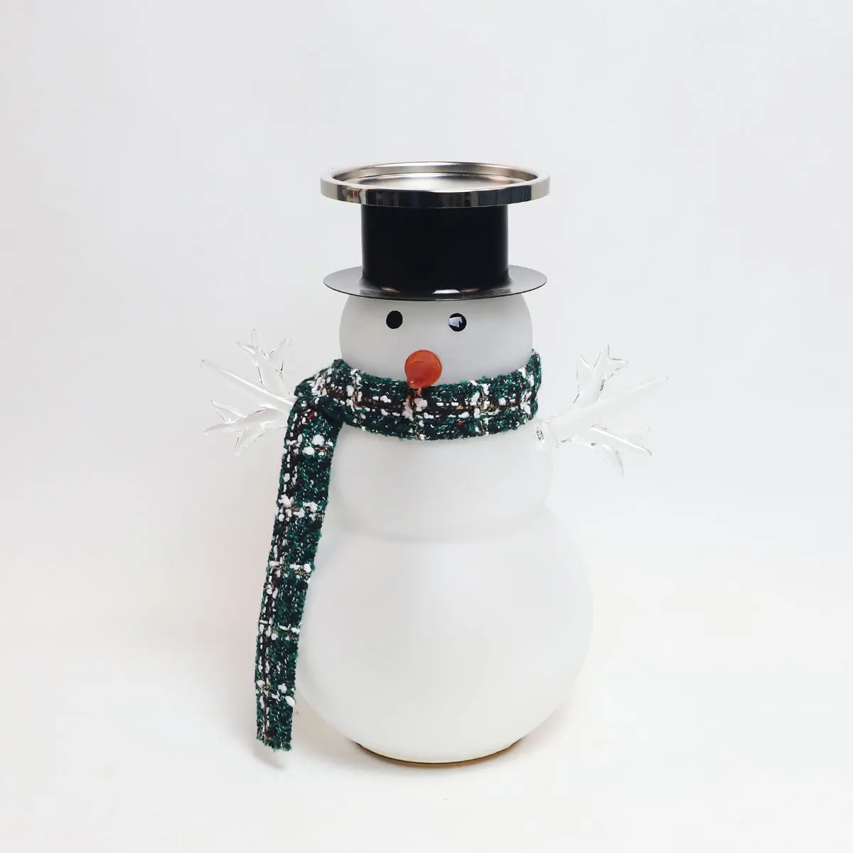 Big Snowman Iron Plate Candlestick Mercury Painted Handmade Glass Desktop Winter Indoor Wireless Lighted Cute Present For Kids factory