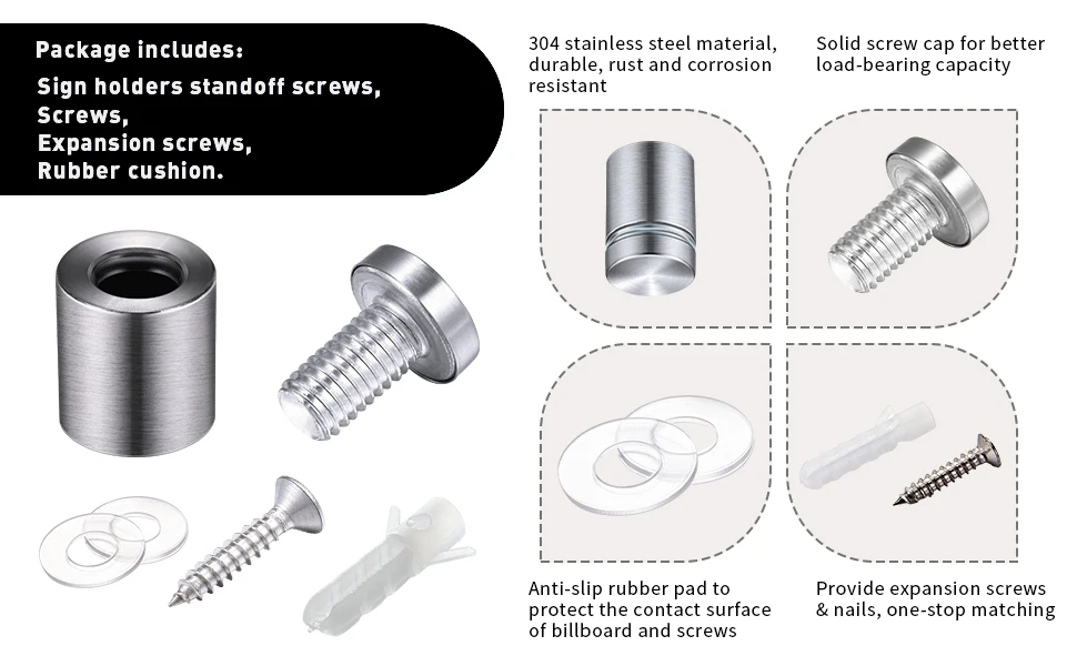 Advertisement Screw Glass Railing Fixing Pin Standoffs Flat Head Screw Standoff Screw Cover