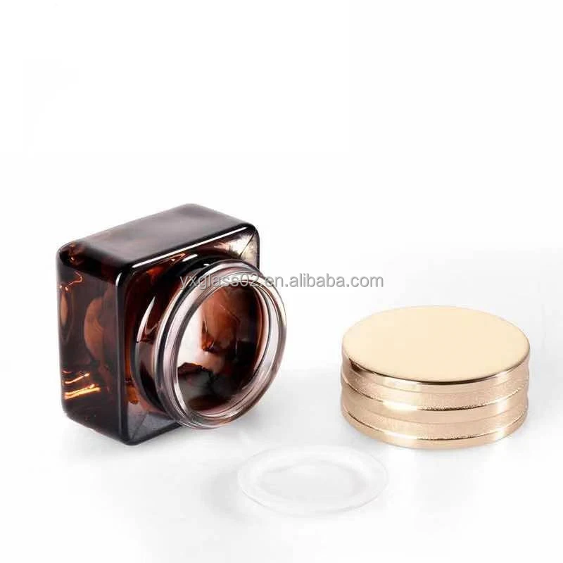 15g Hot sale luxury fashion amber square eyes cream jar new style cosmetic packaging glass bottle supplier