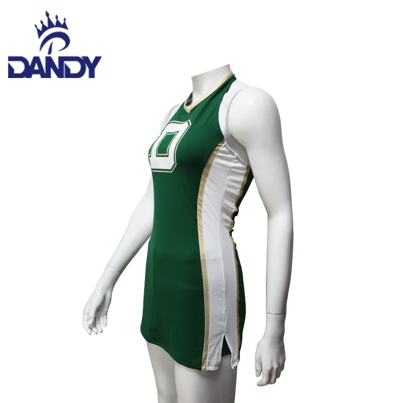 Green Design Cheerleading Dance Uniform Competition Women Diamonds Straight Dress