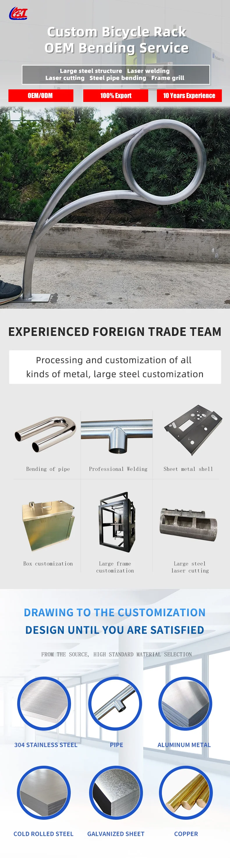 product oem hardware customized elbow 304 316stainless steel polishing welding bicycle parking rack sheet metal manufacturing metal bend-2