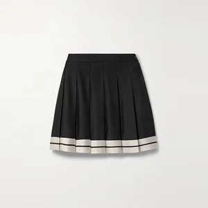 Clothing Manufacturer Custom Spring Summer Black High Waist Striped Elegant Casual Women Pleated Tennis Mini Skirt