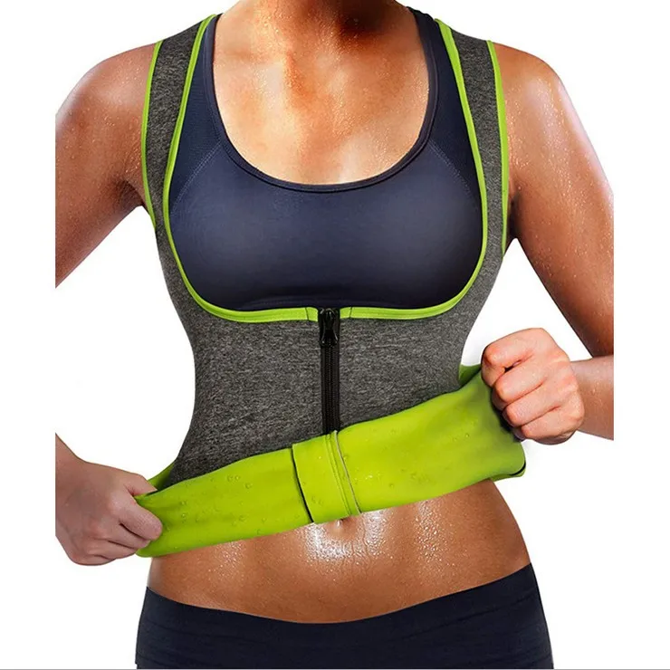 Women Waist Trainer Vest Slim Zipper Corset Neoprene Sauna Tank Top Body Shaper Cincher for Workout Training 