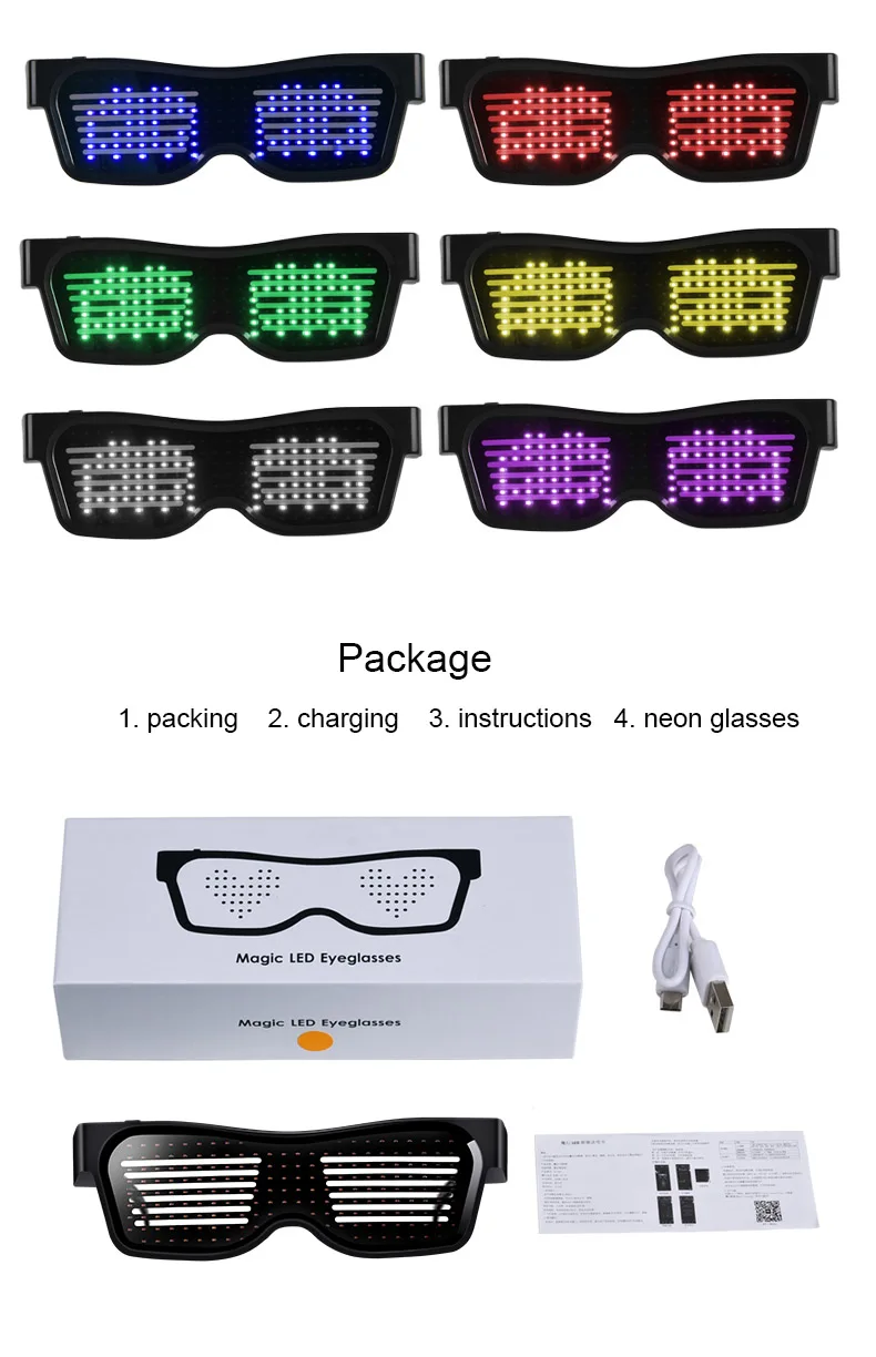 commercio all'ingrosso flash led occhiali da sole del partito smart  programmabile schermo di visualizzazione luce up led incandescente app  occhiali