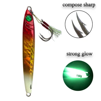 Fast-Sinking Iron Plate Lure 150g 200g Quick-Pull Sea Fishing Boat Fishing Lead Fish Night-Luminous Hooks Artificial Hard Bait – Hard Lure – view 4