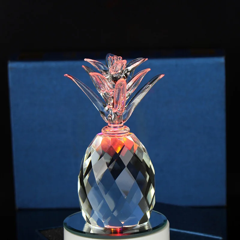 Clear Fengshui Machine Cut Crystal Fruits Pineapple Home Decoration