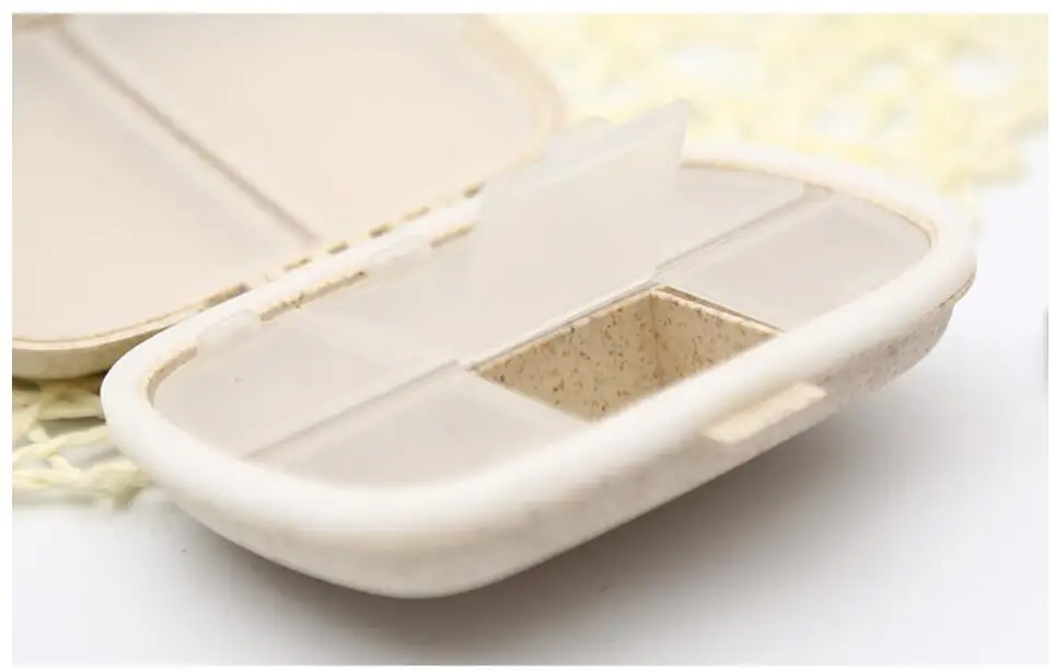 8 Отсек двойное уплотнительное кольцо пшеничной таблетки коробка портативная соломенная медицина ящик для хранения мини портативный пластиковая аптечка