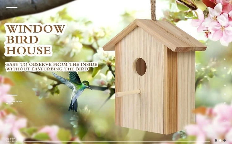 Large Cedar Wood Bird House Outdoor Windproof Design For Parrots Pigeons Breeding Nest