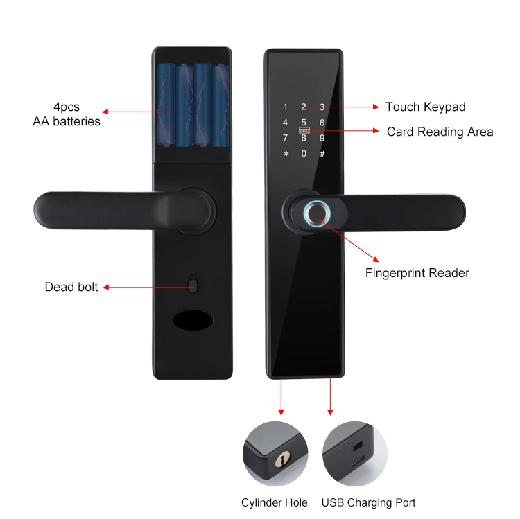High Security Anti Theft smart door lock tuya wifi biometric Intelligent ttlock electronic fingerprint smart locks