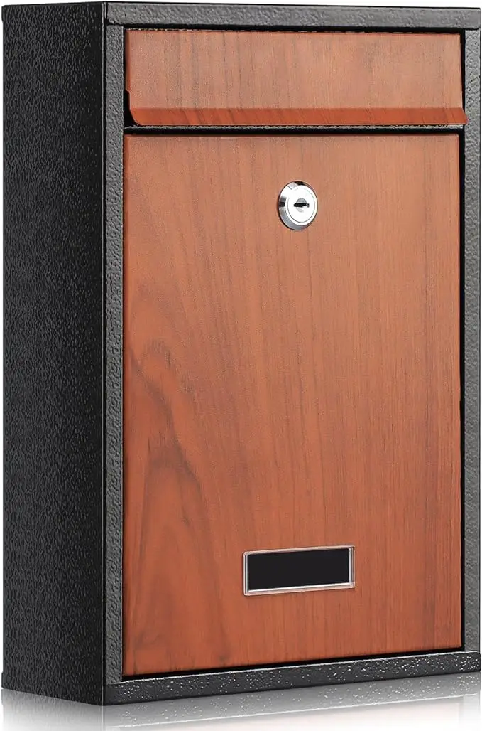 Metal Wall Mounted Mailbox with Plastic Plate Name Plate on Mailbox Home Garden Outdoor Letter Box