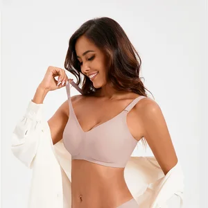 Newly Designed Wireless Nylon Spandex Ladies V Neck Supportive Push up Seamless Breathable Sport Padded Plus Size No Show Bra