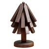 Wood Color 3 Wooden Trivet + 1 Stand