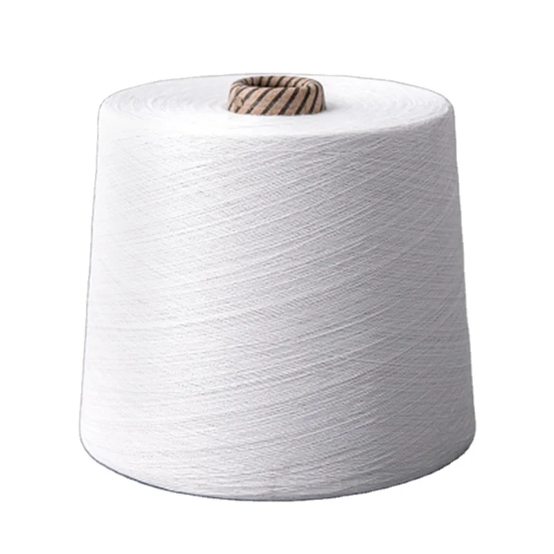 Wholesale 20s 30s Yarn Crochet Hand Knitting 100% Polyester Milk White High Quality Texturized Yarns for Industrial Weaving
