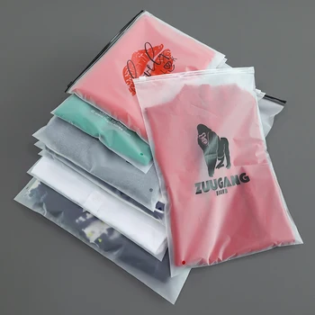 Translucent PVC Clear Plastic Bags Custom Logo Frosted Poly Zipper Bags For Clothes Shoes Packaging