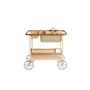 Hotel Restaurant Living Room Luxury Modern Trolley Storage Side Table Villa Kitchen Wood Frame With Metal Creative Coffee Table
