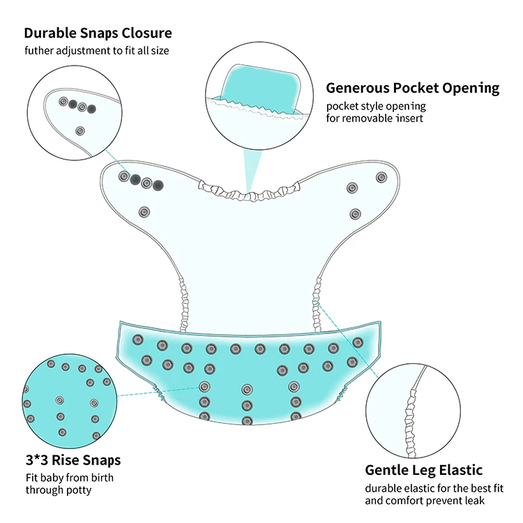 Wholesale Cheapest Pocket Cloth Nappy Solid Color Organic Waterproof