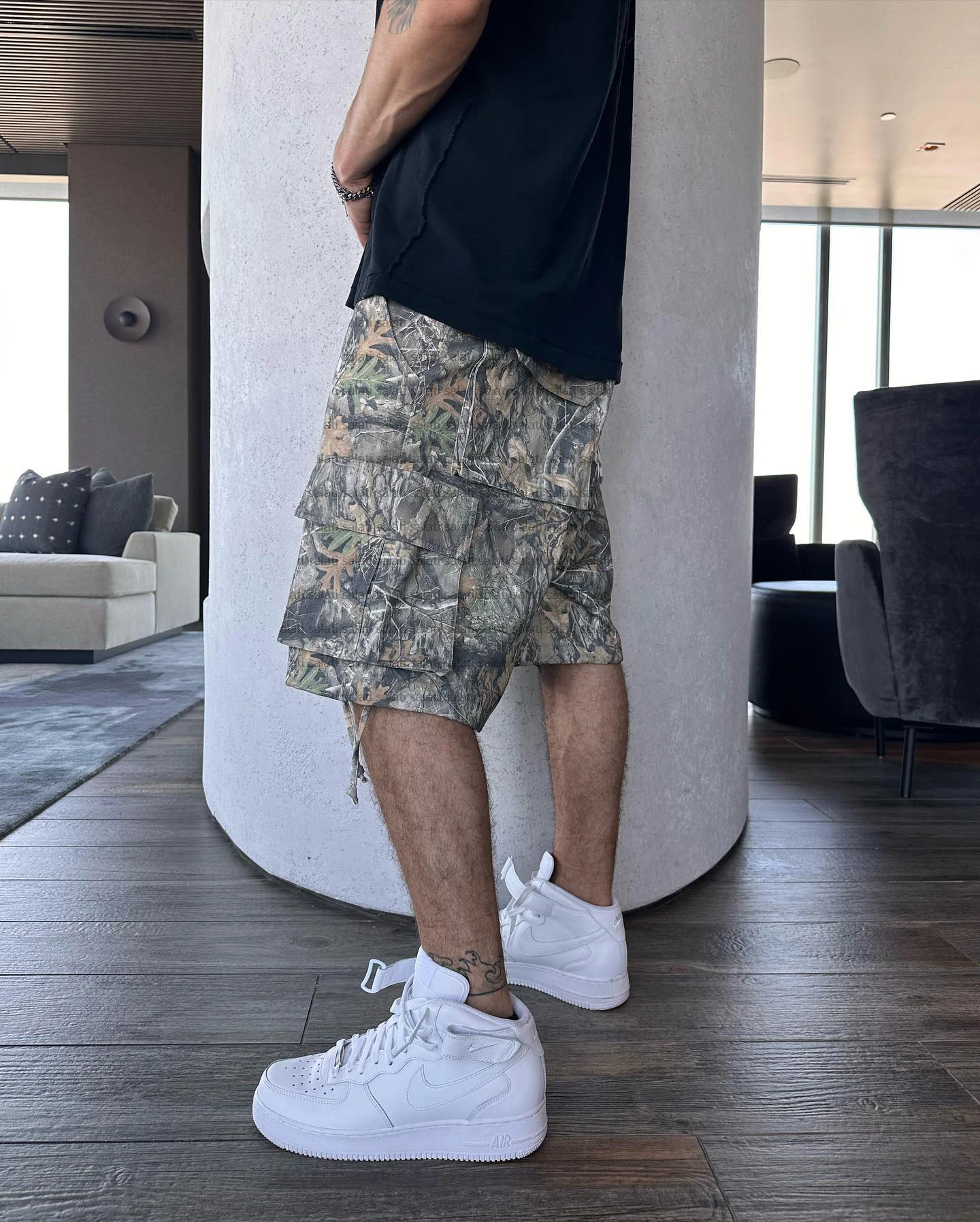 Custom High Waist Work Workwear Short High Waist Real Tree Short Pant Cotton Summer Hunting Camouflage Print Camo Shorts for Men gallery 3