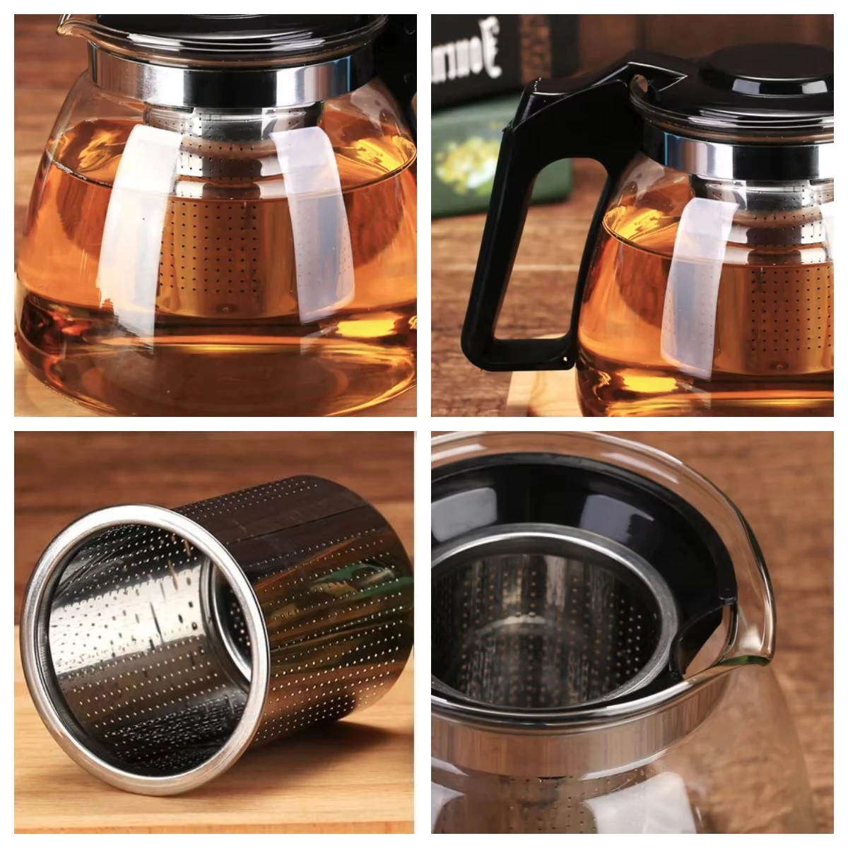 Pyrex Unbreakable Glass Teapot with Strainer Convenient Indoor Office Coffee & Tea Set for Home Use
