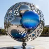 Stainless steel sphere globe sculpture
