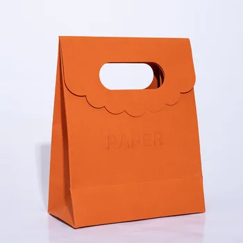 Welecom 24 Pcs Orange Paper Gift Bag Wide Handle Cardstock Paper Bags...
