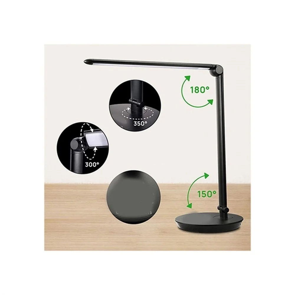 Manufacturer well made silver black office study reading foldable smart bedside led desk table lamp with wireless charger