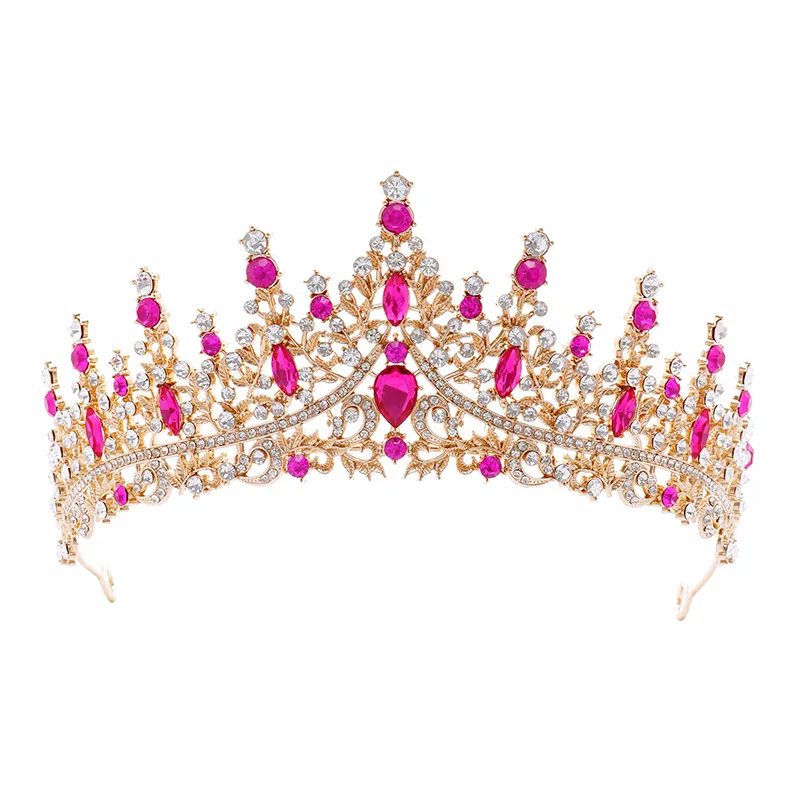 Bride Headwear Crown Main Wedding Dress Birthday Hair Accessories Rose Red  Retro Luxury Necklace Earrings Three Piece Set| Alibaba.com