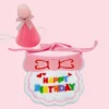 Set bavaglino rosa Hb e cappellino per compleanno