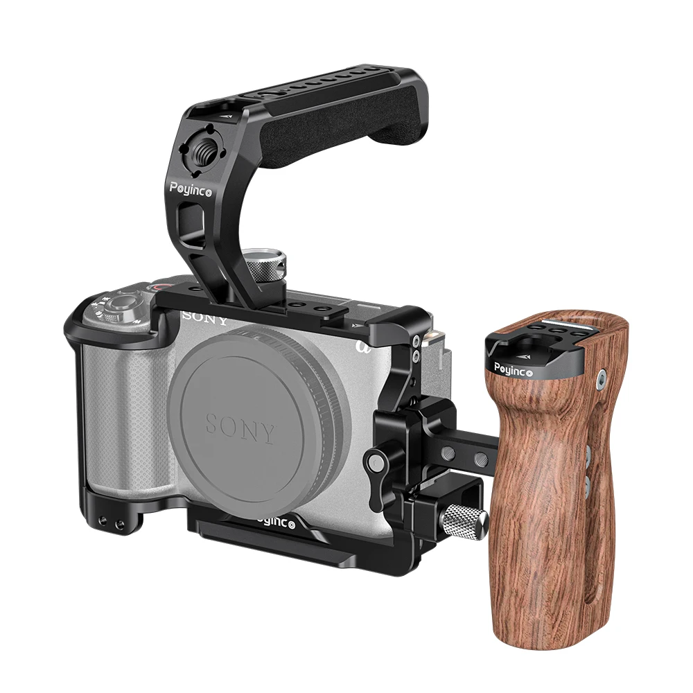 Kompletní kamerový klikač ZV-E1 s hliníkovou video konstrukcí, horním držadlem a dřevěným bočním držadlem pro kameru Sony Alpha ZV-E1