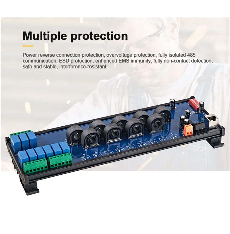 product huaqingjun 9 channel rs485 ethernet current voltage transformer detect module rs485 modbus rtu modbus tcp acquisition module998-8