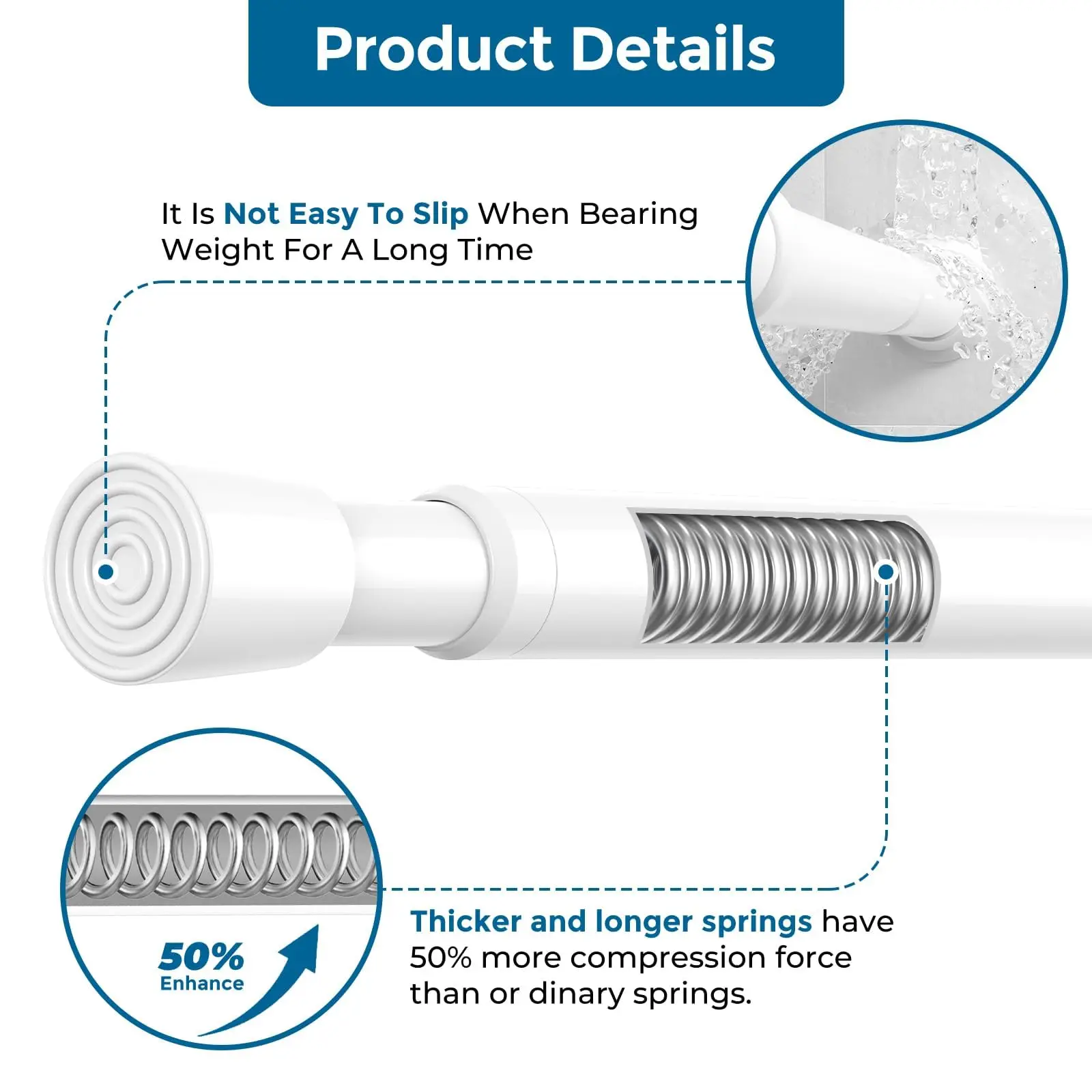 ARODDY 60-110cm No Drilling Spring Windows Adjustable Extendable Metal Net Tension Poles and Curtain Rod Extend