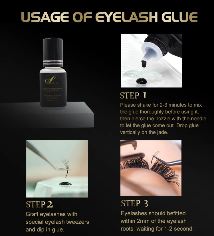 0.5 Second Waterproof Eyelash Extension Glue Custom Lash Glue For