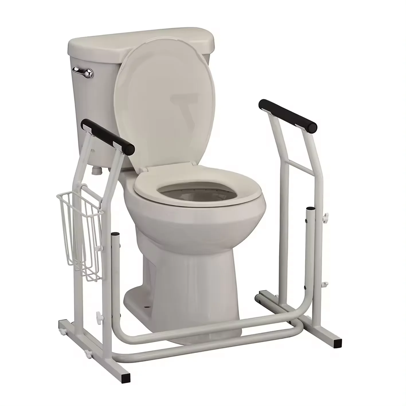 Toilet Safety Rail Storage Basket for Elderly & Disabled Easy Installation Bathroom Safety Equipment Magazine & Phone Storage