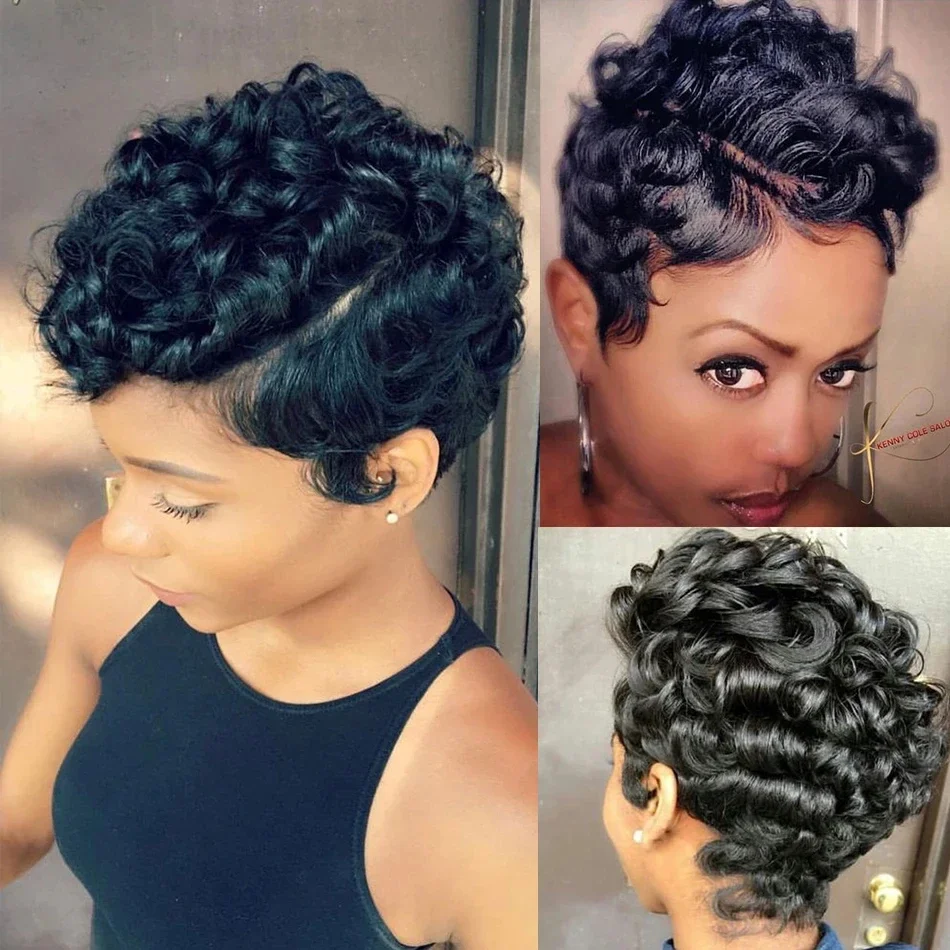 Burgundy 99J Red Color Lace Front Short Bob Wig Human Hair Pre Cut Loose Bouncy Wave Pixie Cut Frontal Wigs Preplucked_voghion.com