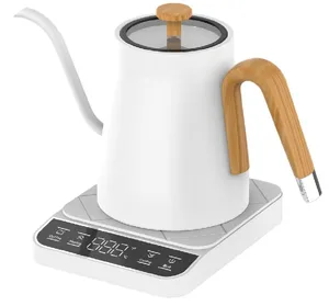 China Wholesale of Goose-neck 1.0L Electric White Coffee Kettle with Stainless Steel and Temperature Control for Home Appliances