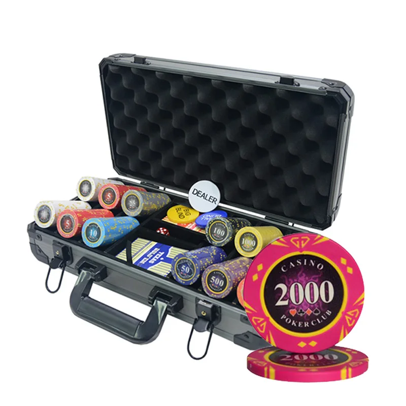 Новое казино Техасский Холдем различные цвета с алюминиевым чемоданом 500 шт. набор глиняных покерных