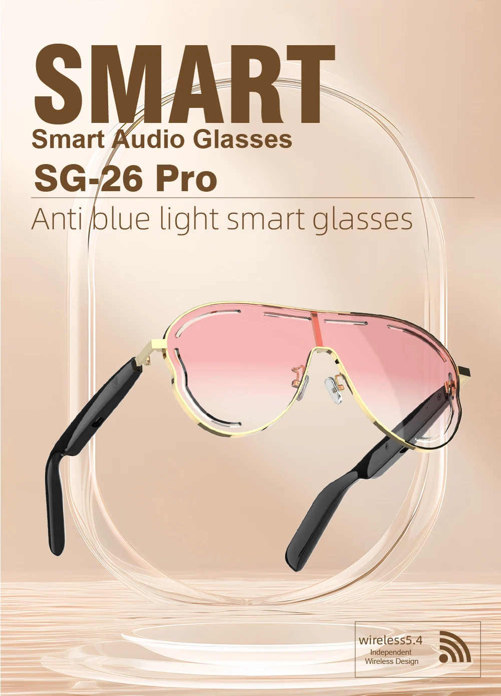 Welcome OEM Order, Factory Whole Selling 2025 Sg-26 Pro Smart Glasses Wireless Bt Music Calls Anti-blue Light Women Men Smart Wearable Headset Travel Sunglasses - Buy Smart Glasses smart Wearable Headset travel Sunglasses