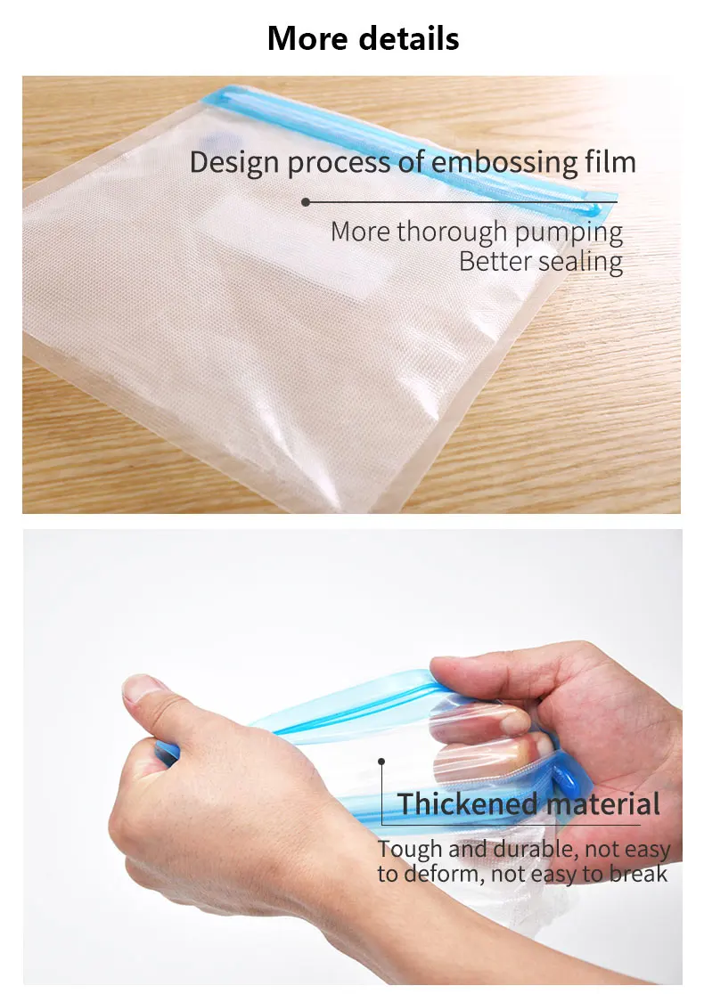 Food Grade Reusable Vacuum Sealer Bags Hand Pump Sous Vide Vacuum Bags Gravure Printing Accept