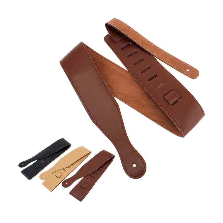 Pu Leather Stitched Adjustable Guitar Strap For Electric Acoustic And