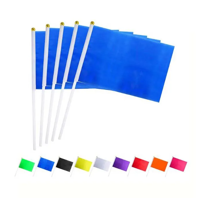 Custom Printed Sublimation Blanks Banner Plain White Hand Flag with Plastic Sticks