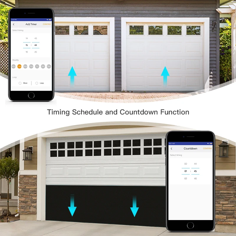 Commutateur WiFi Ouvre-Porte de Garage Intelligent Contrôleur Récepteur RF WiFi Pouce Auto-Bloquant Bricolage, Plus Précis et Stable