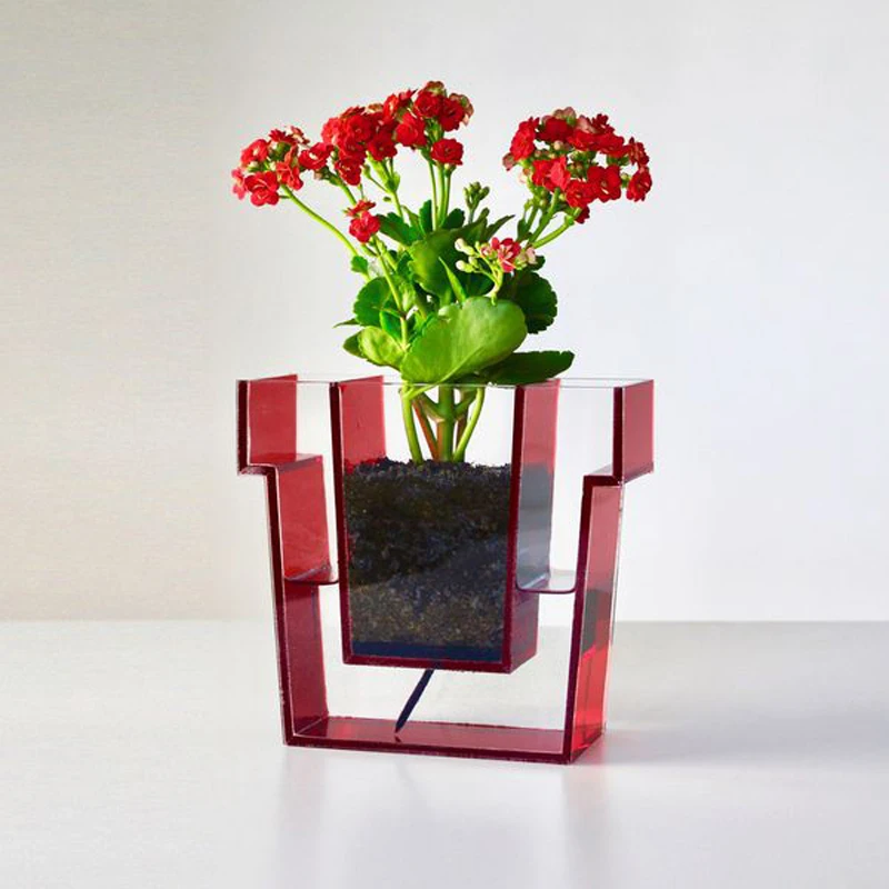 Multi Color Automatic Suction Vase Sky Blue Acrylic Flower Pot