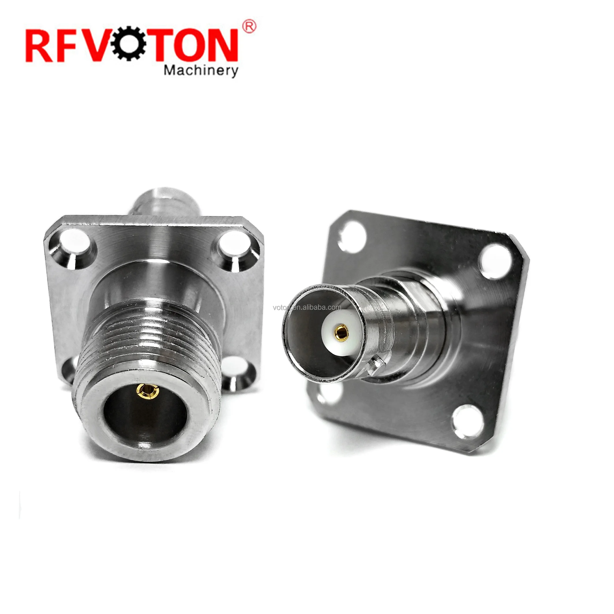 N Type Female to BNC Female 25.4mm 4 Hole Flange Panel Mount Chassis Adapter 50ohm RF Coaxial Connector Wi-Fi Radios Adaptor