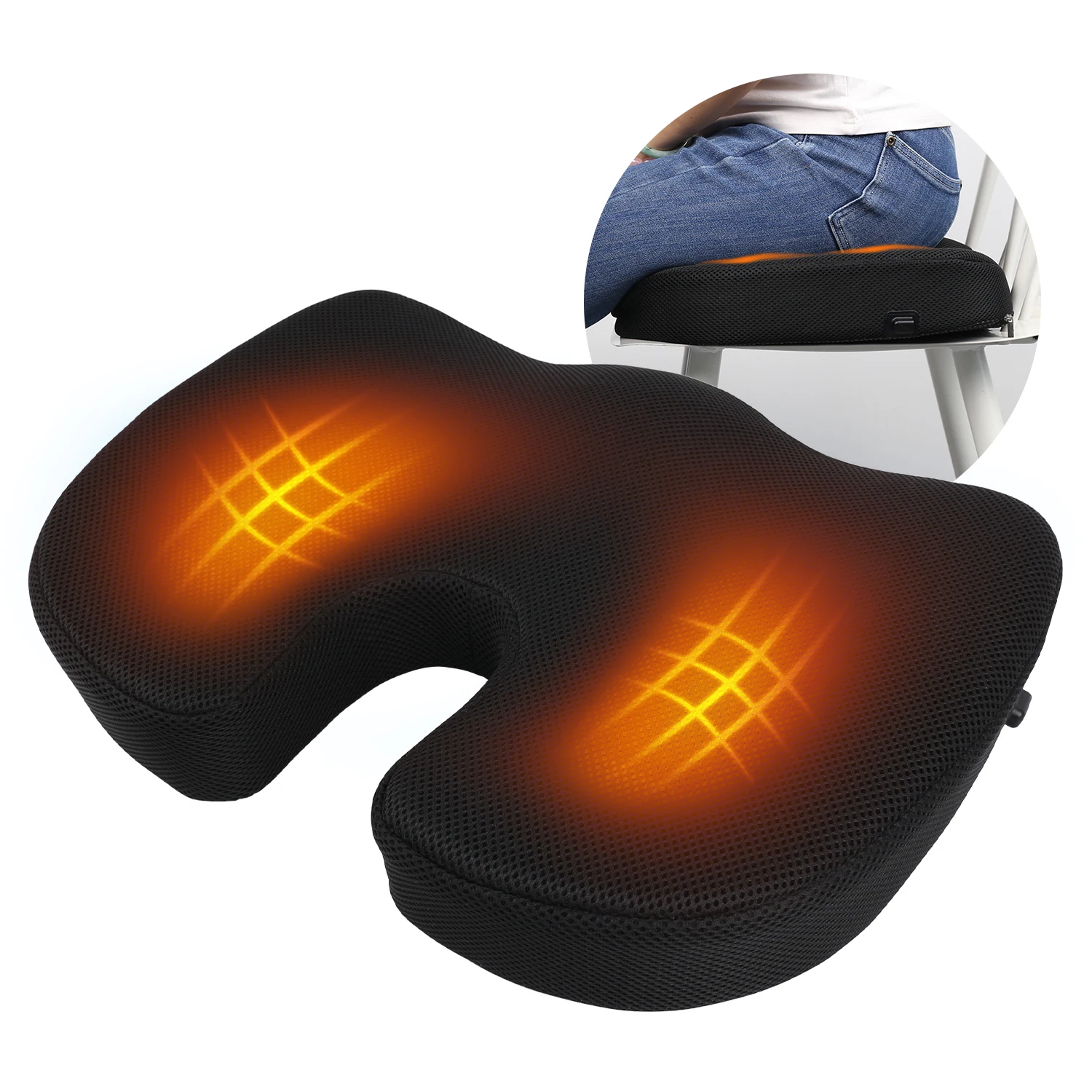 Customization Cervical Traction Memory Foam Heating Cushion Pain Relief Cushion for Home Car Office Chair Cushion