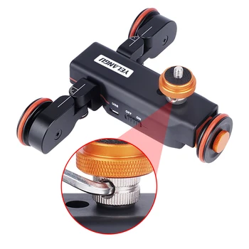 YELANGU 3-Wheels Motorized Autodolly Video Car Slider with Remote,Rechargeable,Three Speed Adjust for Iphone, DSLR Camera detail image