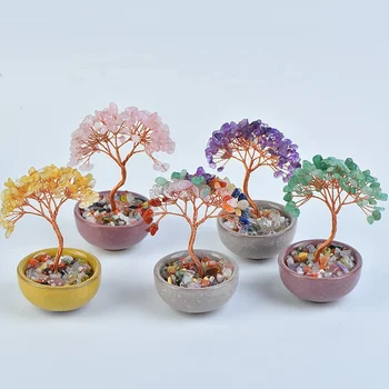 Life Tree Gemstone Seven Chakra Tree 3500 bead Gemstone Crystal Bonsai Fortune Money Tree Good Luck For Decoration Gifts