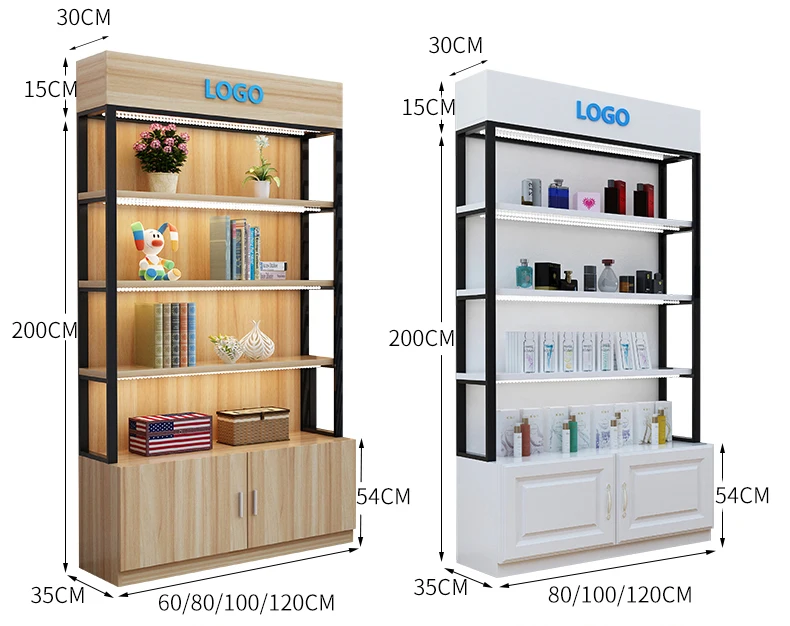 Custom Wooden Wall Cosmetic Shelves Display Cabinet And Makeup Display ...